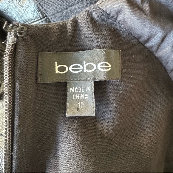 BEBE Y2K Black Leather Corset Dress Sz 10 Sexy Retro Milkmaid Goth - Picture 14 of 15